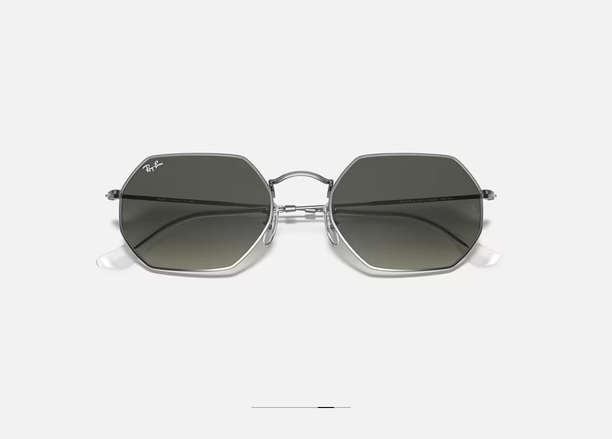 Ray-Ban Hexagonal Métal – Verres Dégradés Gris & Monture Argentée