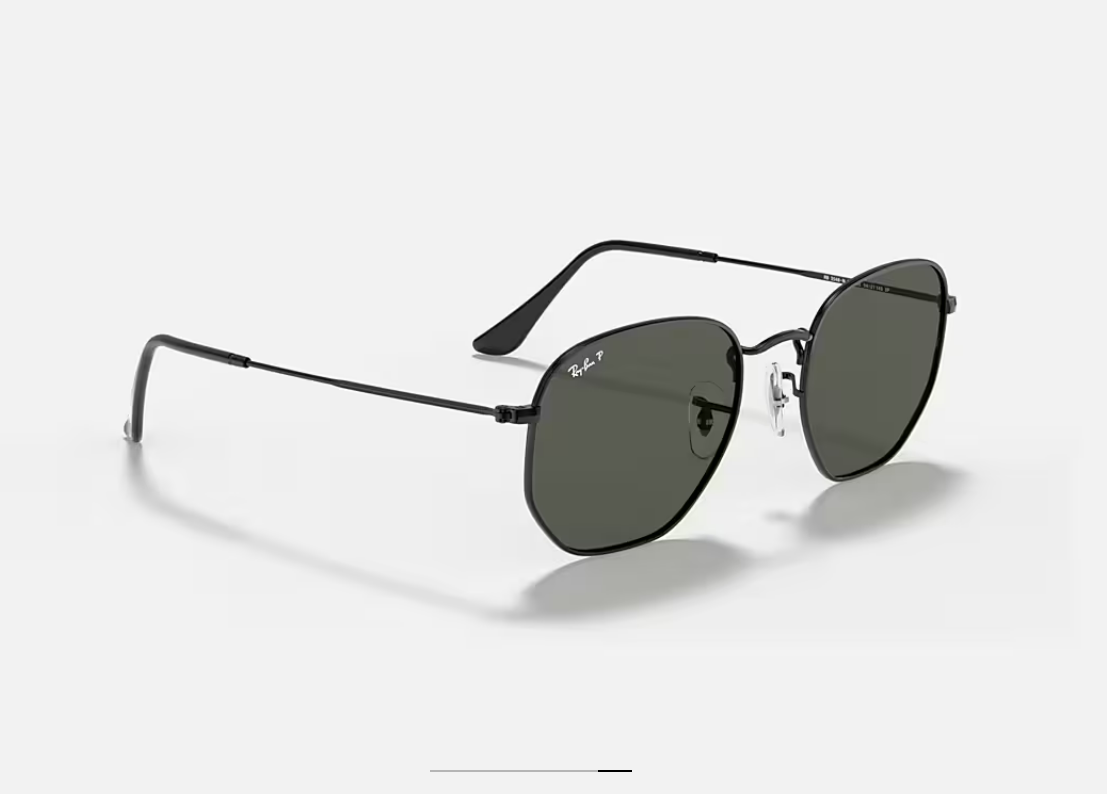 Ray-Ban Hexagonal Noir Polarisé – Monture Métal Black & Verres Green P