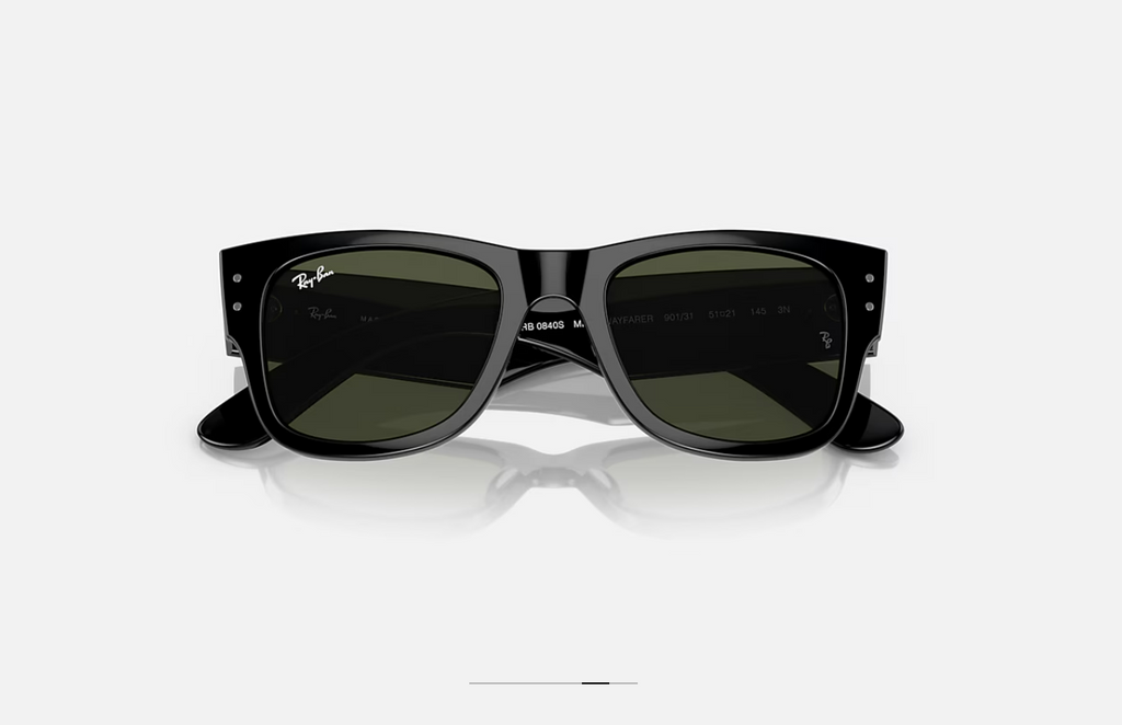 Ray-Ban RB0840S Mega Wayfarer – Monture Noire & Verres Vert G-15