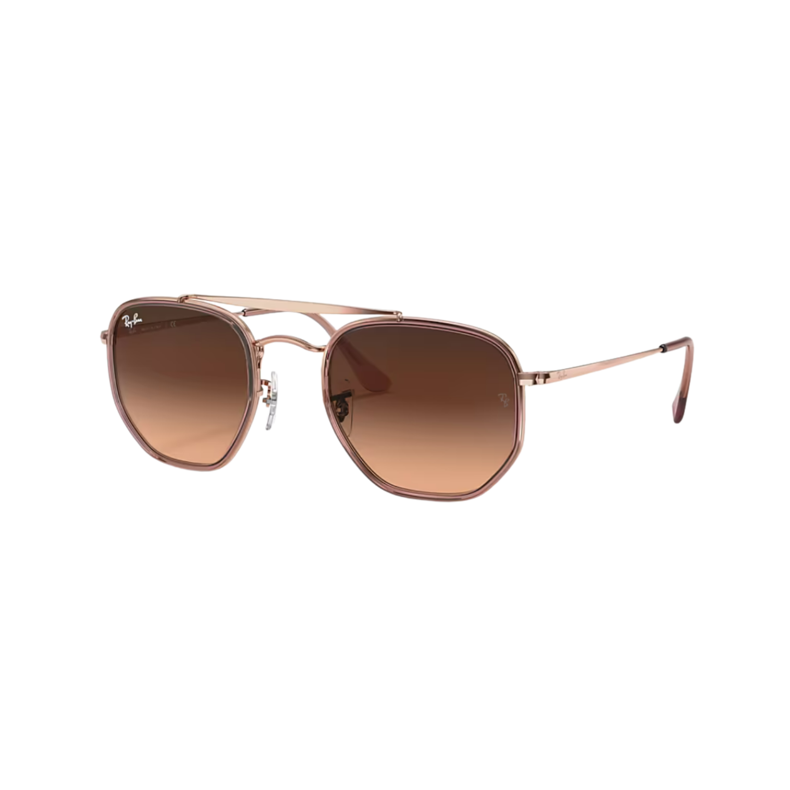 Ray-Ban Hexagonal Double Pont – Monture Or Rose & Verres Bruns Dégradés